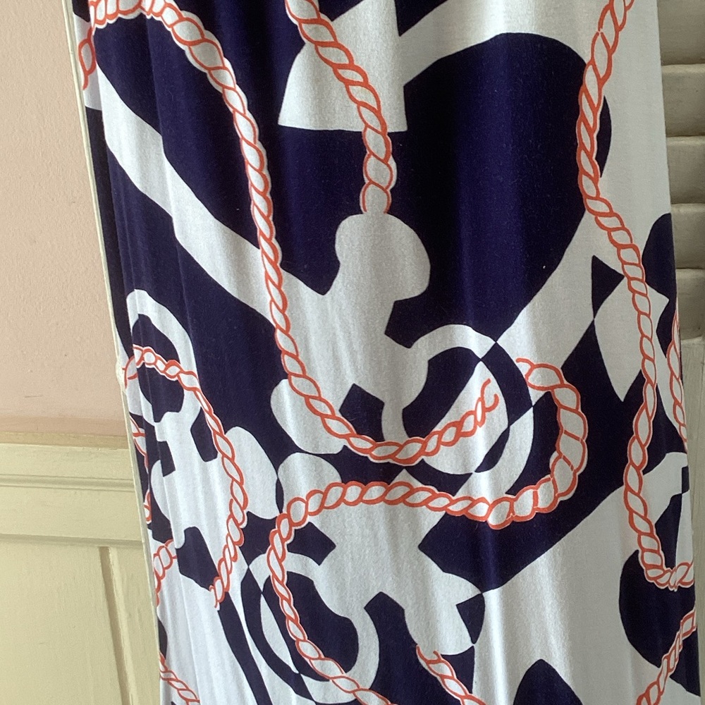 Lilly Pulitzer Navy, White & Coral Rope-Print Maxi Dress - Picture 3 of 5
